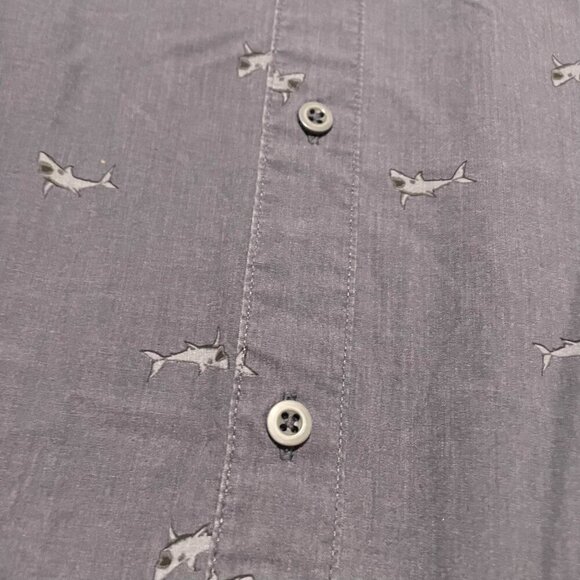 Walker Refinery Shark Print Button Up Shirt Mens Size Large - Picture 9 of 16
